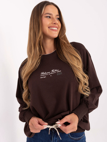 Czekoladowa damska bluza oversize bez kaptura