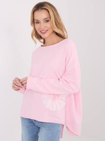 Jasnoróżowa bluza z ozdobnym przeszyciem