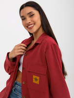 Hurt Ciemnoróżowa damska koszula wierzchnia z wełny 