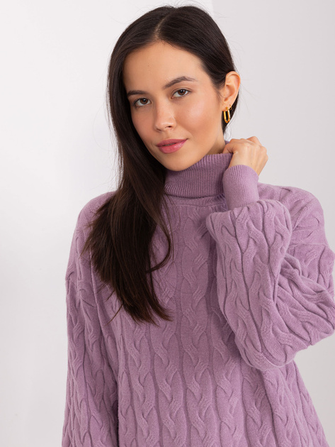 Hurt Jasnofioletowy sweter z golfem z wiskozą