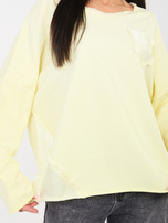 Jasnożółta bluzka overssize z wstawkami z satyny 