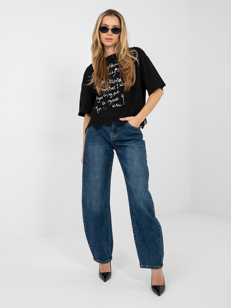 Czarna krótka bluzka z napisami