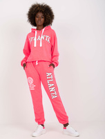 Fluo różowy dwuczęściowy komplet dresowy z bawełny