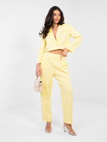 Pastelowy żółty komplet z krótką marynarką RUE PARIS
