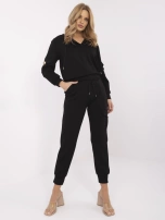 Czarny dwuczęściowy komplet z dodatkiem wiskozy