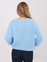 Jasnoniebieski damski sweter z okrągłym dekoltem 