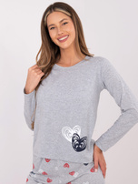 Szara dwuczęściowa piżama z bawełny