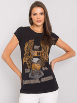 Czarny t-shirt z aplikacją Haley