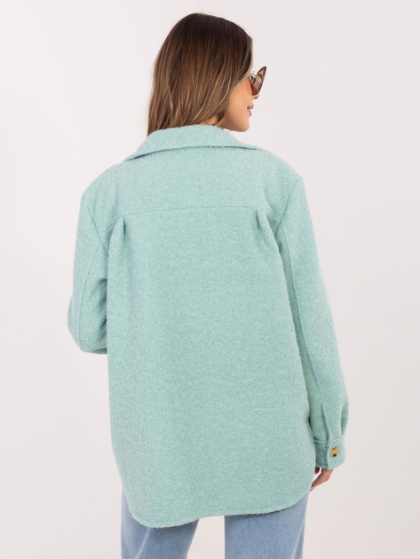 Miętowa koszulowa kurtka z dzianiny boucle RUE PARIS