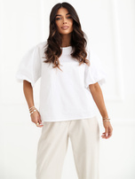 Biała elegancka bluzka z krótkim rękawem