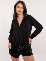 Hurt Czarna elegancka koszula z ozdobnym kołnierzykiem