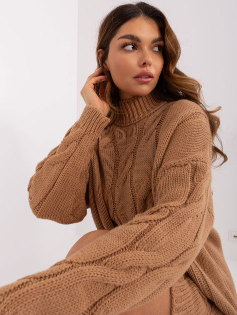 Hurt Camelowa damska sukienka w warkocze RUE PARIS