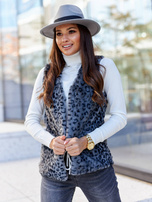 Grafitowa kamizelka futrzana w cętki Perrina