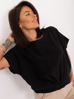 Hurt Czarna gładka bluzka damska z krótkim rękawem SUBLEVEL