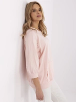 Jasnoróżowa bluza kangurka z rękawem 3/4