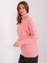 Hurtownia Łososiowy sweter z golfem w warkocze