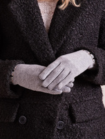 Szare klasyczne rękawiczki z klamerką