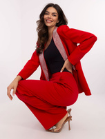 Hurt Czerwone garniturowe spodnie z prostą nogawką