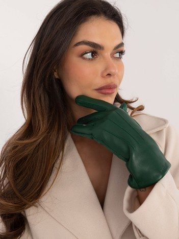 Hurt Dark green women's gloves with eco leather.