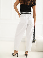 Białe sztruksowe spodnie z kieszeniami RUE PARIS