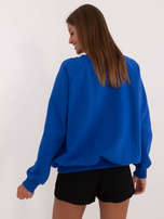 Hurt Kobaltowa dresowa bluza bez kaptura z haftem