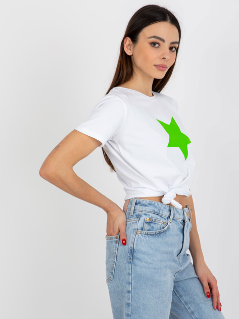 Hurt Biało-zielony t-shirt z nadrukiem gwiazdy BASIC FEEL GOOD