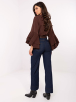 Granatowe jeansy straight leg z przeszyciami