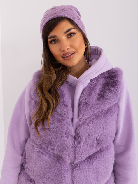 Hurtownia Jasnofioletowa czapka z dżetami