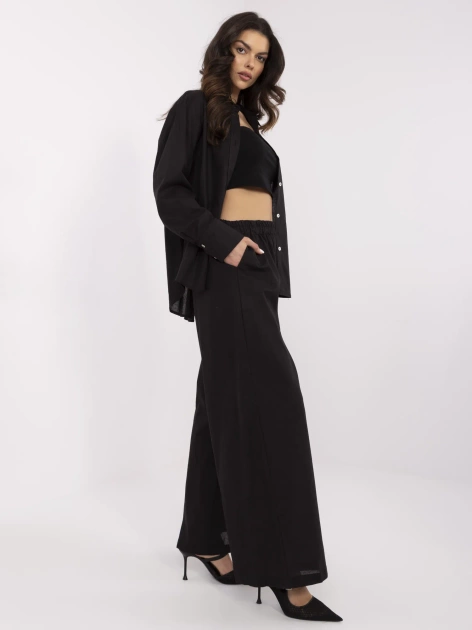 Czarny letni komplet damski z koszulą oversize