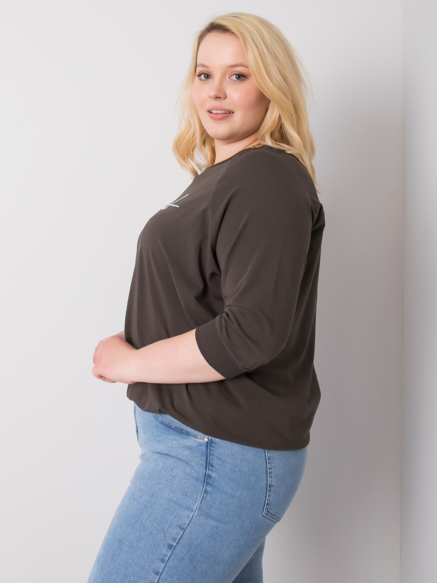 Dark khaki blouse with Rosie inscription