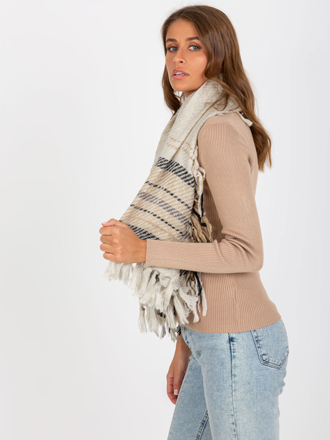 Hurtownia Beżowy szal z dzianiny