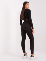 Hurt Czarne legginsy z wysokim stanem RUE PARIS