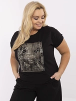 Czarna damska bluzka plus size z nadrukiem