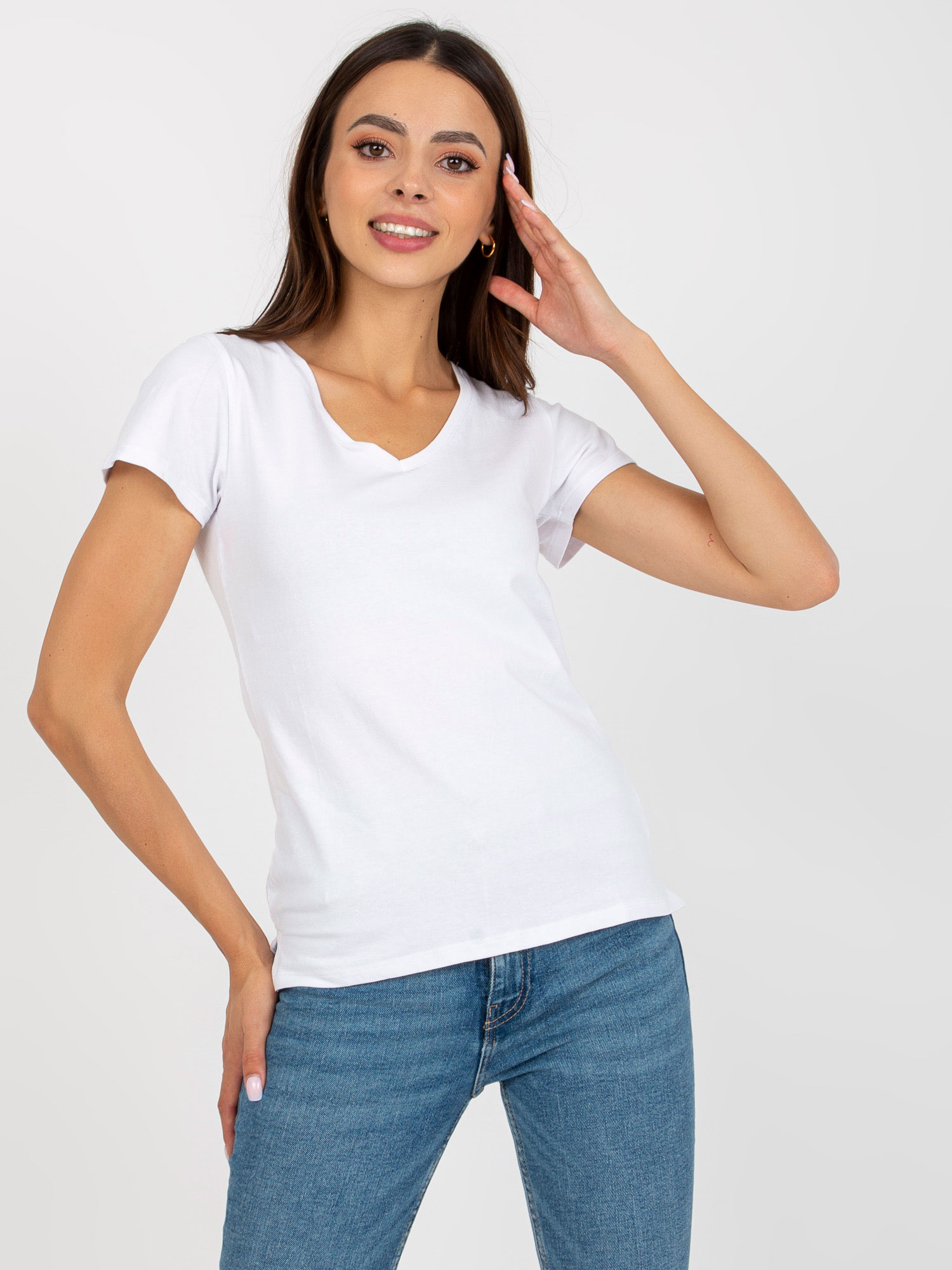 Biały gładki t-shirt basic z bawełny