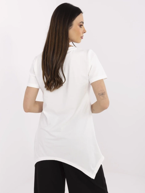 Ecru asymetryczna bluzka z kokardką