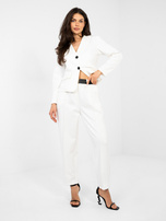 Ecru dresowe spodnie z ozdobnymi przeszyciami 