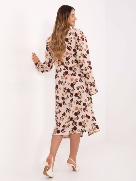 Beżowa midi sukienka z marszczeniem RUE PARIS