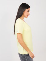 Jasnożółty t-shirt basic o klasycznym kroju RUE PARIS 