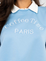 Pastelowy niebieski dresowy komplet z kołnierzykiem