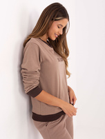 Ciemnobeżowa damska bluza z napisem