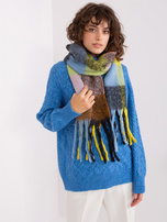 Hurtownia Żółto-czarny długi szal w kratę