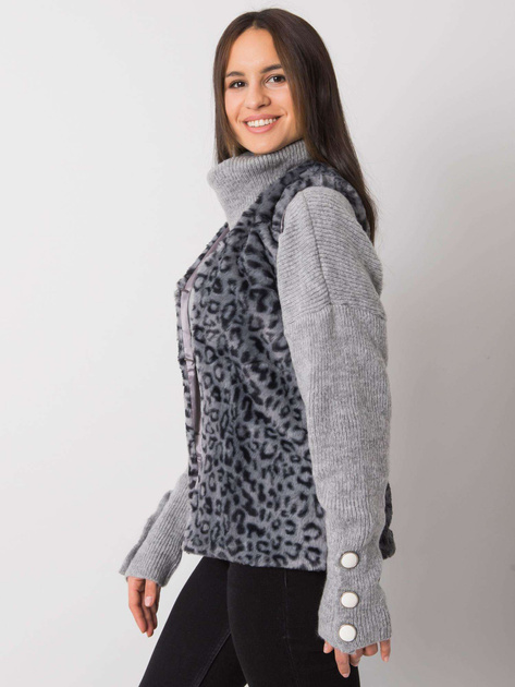 Grafitowa kamizelka futrzana w cętki Perrina