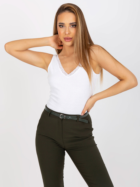 Hurtownia internetowa Biały prążkowany top basic z bawełny RUE PARIS