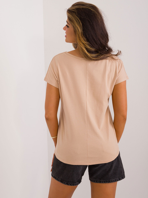 Hurt Camelowy t-shirt z bawełny BASIC FEEL GOOD