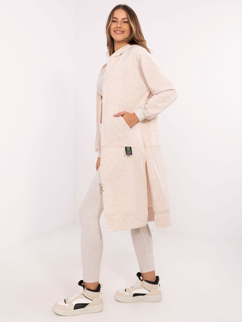 Hurt Jasnobeżowy melanżowy damski komplet z bluzą z kapturem