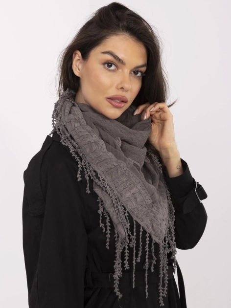 Ciemnoszara trójkątna chusta z bawełny