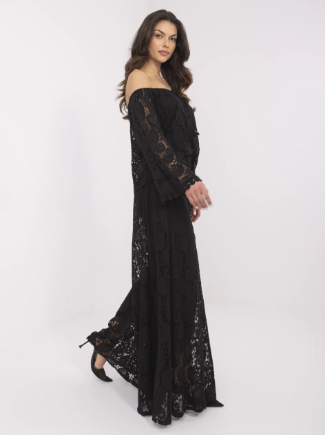 Czarne koronkowe spodnie palazzo od kompletu