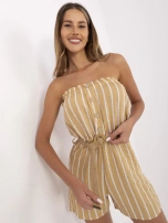 Camelowo-biały krótki kombinezon na lato RUE PARIS