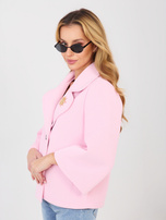 Jasnoróżowy krótki płaszcz z rękawem 3/4