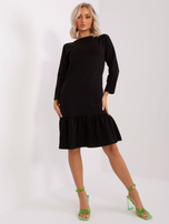 Hurtownia Czarna codzienna sukienka z falbaną